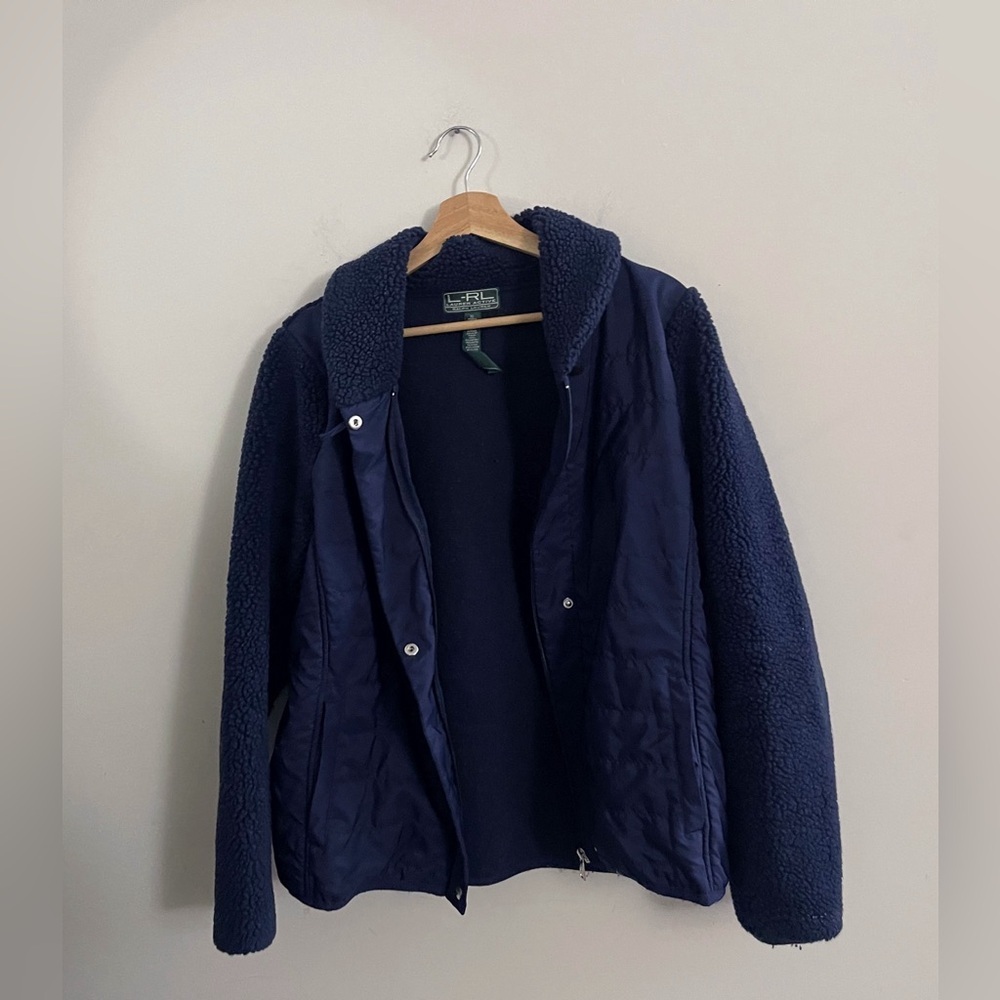 90s Vintage Lauren Ralph Lauren Sherpa Outdoor Navy Coat Jacket Ski Winter Fall